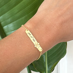 צמיד פלורה בתוספת חריטה פנימית/ חיצונית -בציפוי זהב