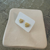 עגילי לב מרוקע בציפוי זהב