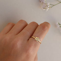 טבעת מיני פלורה בציפוי זהב