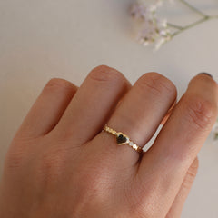 טבעת לב נקודות בציפוי זהב