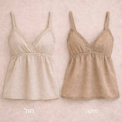 גופית פשתן תחרה חול