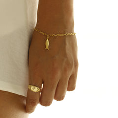 צמיד דג בציפוי זהב